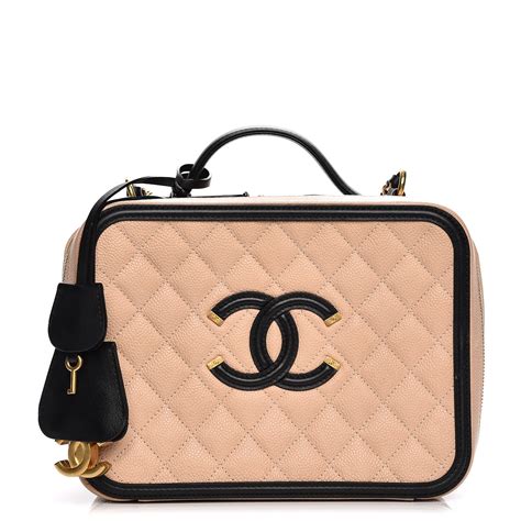 chanel filigree vanity case beige